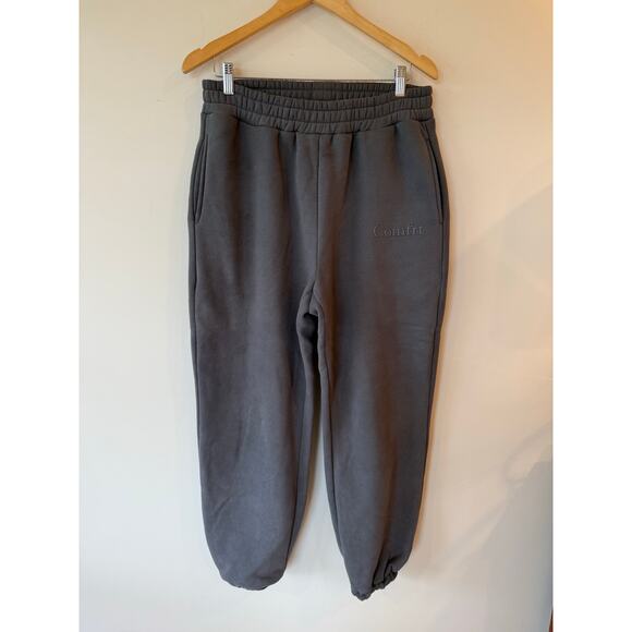 Comfrt Signature Jogger Pants Womens Large Gray Fleece Lined Logo Tapered Leg - Picture 1 of 8